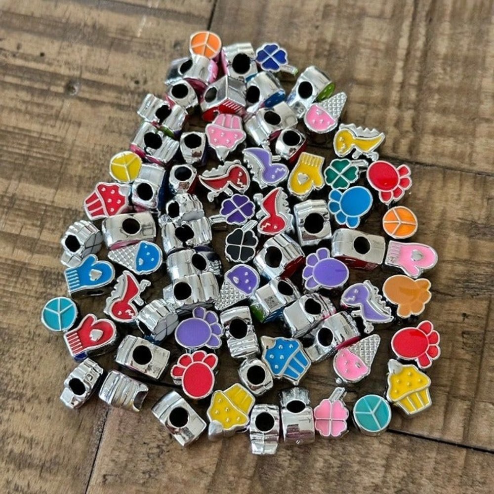 Assorted UV-Plated European Acrylic Beads - Clover - Peace - Ice Cream - Cupcak